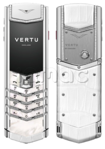 Телефон Vertu Signature V, Alligator Skin, Pearl and Dimonds (Creamy White/Белый)