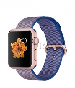 Купить Apple Watch Sport 38 мм, алюминий цвета «розовое золото», ремешок из плетёного нейлона цвета «кобальт»