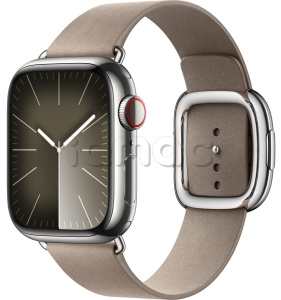 Купить Apple Watch Series 9 // 41мм GPS+Cellular // Корпус из нержавеющей стали серебристого цвета, ремешок каменного цвета с современной пряжкой (Modern Buckle), размер ремешка М