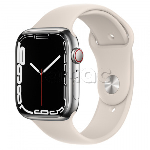 Купить Apple Watch Series 7 // 45мм GPS + Cellular // Корпус из нержавеющей стали серебристого цвета, спортивный ремешок цвета «сияющая звезда»