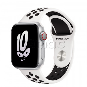 Купить Apple Watch SE // 40мм GPS + Cellular // Корпус из алюминия серебристого цвета, спортивный ремешок Nike цвета «Чистая платина/чёрный» (2022)