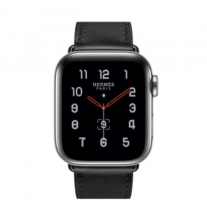 Купить Apple Watch Series 5 Hermès // 40мм GPS + Cellular // Корпус из нержавеющей стали, ремешок Single Tour из кожи Swift цвета Noir 