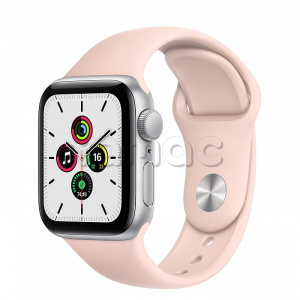 Купить Apple Watch SE // 40мм GPS // Корпус из алюминия серебристого цвета, спортивный ремешок цвета «Розовый песок» (2020)