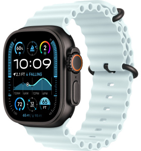 Apple Watch Ultra 2 (2024) // 49мм GPS + Cellular // Корпус из черного титана, ремешок Ocean Band цвета "ледяной синий"