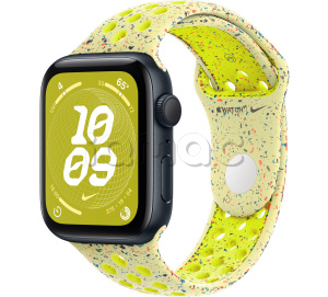 Купить Apple Watch SE // 40мм GPS // Корпус из алюминия цвета «тёмная ночь», спортивный ремешок Nike цвета «Электрическая вспышка» (2024)