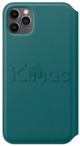 Кожаный чехол Folio для iPhone 11 Pro Max, цвет «зелёный павлин», оригинальный Apple
