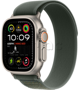 Купить Apple Watch Ultra 2 (2024) // 49мм GPS + Cellular // Корпус из титана, ремешок Trail Loop зеленого цвета, S/M