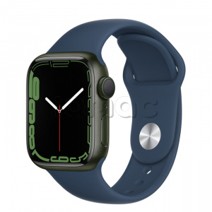 Купить Apple Watch Series 7 // 41мм GPS // Корпус из алюминия зеленого цвета, спортивный ремешок цвета «синий омут»