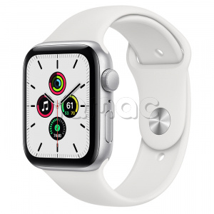 Купить Apple Watch SE // 44мм GPS // Корпус из алюминия серебристого цвета, спортивный ремешок белого цвета (2020)