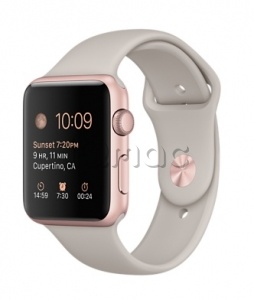 Купить Apple Watch Sport 42 мм, алюминий цвета «розовое золото», бежевый спортивный ремешок