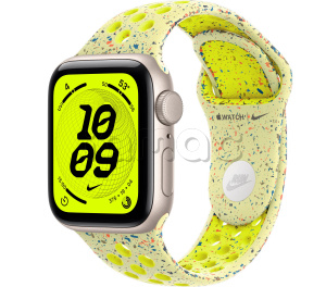 Купить Apple Watch SE 3 // 40мм GPS // Корпус из алюминия цвета "сияющая звезда", спортивный ремешок Nike цвета "электрический всплеск" (2025)