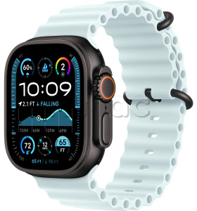 Купить Apple Watch Ultra 2 (2024) // 49мм GPS + Cellular // Корпус из черного титана, ремешок Ocean Band цвета "ледяной синий"