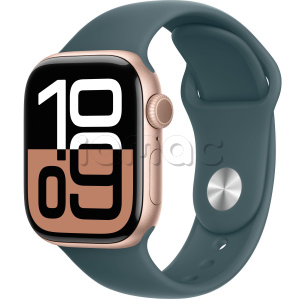 Купить Apple Watch Series 10 // 42мм GPS // Корпус из алюминия цвета "розовое золото", спортивный ремешок цвета "зеленое озеро"