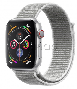 Купить Apple Watch Series 4 // 40мм GPS + Cellular // Корпус из алюминия серебристого цвета, ремешок из плетёного нейлона цвета «белая ракушка» (MTUF2)