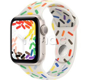 Купить Apple Watch SE // 40мм GPS (Custom) // Корпус из алюминия цвета «сияющая звезда», спортивный ремешок цвета Pride Edition (2024)