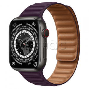 Купить Apple Watch Series 7 // 45мм GPS + Cellular // Корпус из титана цвета «черный космос», кожаный браслет цвета «тёмная вишня», размер ремешка S/M