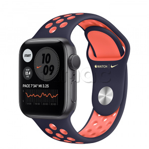 Купить Apple Watch Series 6 // 40мм GPS // Корпус из алюминия цвета «серый космос», спортивный ремешок Nike цвета «Полночный синий/манго»