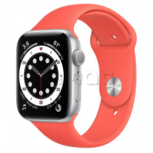 Купить Apple Watch Series 6 // 44мм GPS // Корпус из алюминия серебристого цвета, спортивный ремешок цвета «Розовый цитрус»