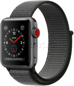 Купить Apple Watch Series 3 // 42мм GPS + Cellular // Корпус из алюминия цвета «серый космос», ремешок из плетёного нейлона чёрного цвета (MQK62)