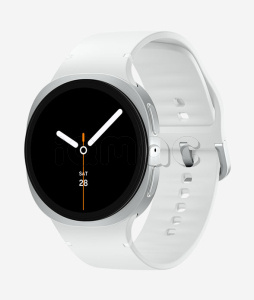 Купить  Samsung Galaxy Watch8 (44 мм) Wifi+LTE, серебристый корпус, спортивный ремешок белого цвета