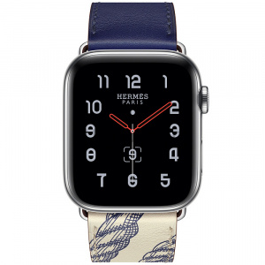 Купить Apple Watch Series 5 Hermès // 44мм GPS + Cellular // Корпус из нержавеющей стали, ремешок Single Tour из кожи Swift цвета Encre/Béton