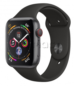Купить Apple Watch Series 4 // 40мм GPS + Cellular // Корпус из алюминия цвета «серый космос», спортивный ремешок чёрного цвета (MTUG2)