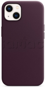 Кожаный чехол MagSafe для iPhone 13, цвет «тёмная вишня»