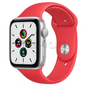 Купить Apple Watch SE // 44мм GPS // Корпус из алюминия серебристого цвета, спортивный ремешок цвета (PRODUCT)RED (2020)