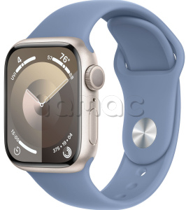 Купить Apple Watch Series 9 // 45мм GPS // Корпус из алюминия цвета "сияющая звезда", спортивный ремешок цвета "синяя зима"