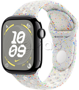Купить Apple Watch Series 10 // 46мм GPS (Custom) Черный глянцевый корпус из алюминия, спортивный ремешок Nike цвета "Чистая платина"