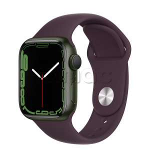 Купить Apple Watch Series 7 // 41мм GPS // Корпус из алюминия зеленого цвета, спортивный ремешок цвета «тёмная вишня»