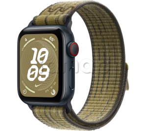 Купить Apple Watch SE // 40мм GPS+Cellular // Корпус из алюминия цвета «тёмная ночь», спортивный браслет Nike цвета «Зеленый/серый» (2024)