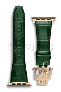 Ремешок Golden Concept для Apple Watch, Leather (Green/Gold)