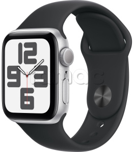Купить Apple Watch SE // 44мм GPS (Custom) // Корпус из алюминия серебристого цвета, спортивный ремешок цвета «тёмная ночь» (2024)