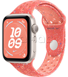 Купить Apple Watch SE // 44мм GPS // Корпус из алюминия цвета «сияющая звезда», спортивный ремешок Nike цвета «Волшебный уголек» (2024)