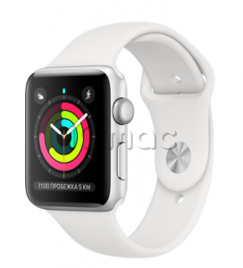 Купить Apple Watch Series 3 // 38мм GPS // Корпус из серебристого алюминия, спортивный ремешок белого цвета (MTEY2RU)