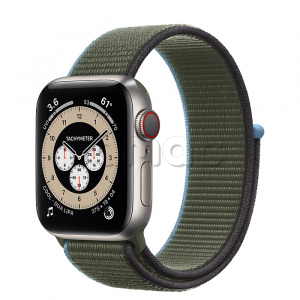 Купить Apple Watch Series 6 // 40мм GPS + Cellular // Корпус из титана, спортивный браслет цвета «Зелёные холмы»