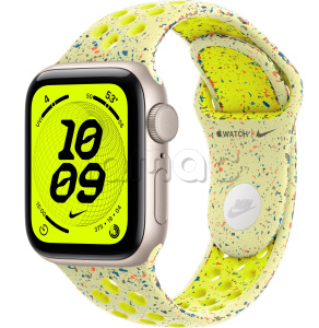 Купить Apple Watch SE 3 // 44мм GPS // Корпус из алюминия цвета "сияющая звезда", спортивный ремешок Nike цвета "электрический всплеск" (2025)