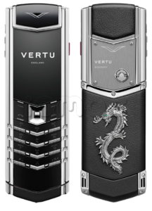 Телефон Vertu Signature V, Calf Leather, Platinum Dragon (Jade Black/Черный)