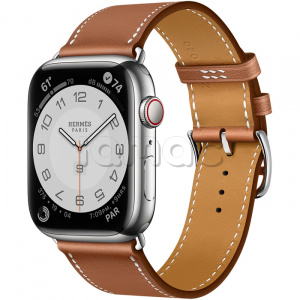 Купить Apple Watch Series 7 Hermès // 45мм GPS + Cellular // Корпус из нержавеющей стали серебристого цвета, ремешок Single Tour цвета Gold