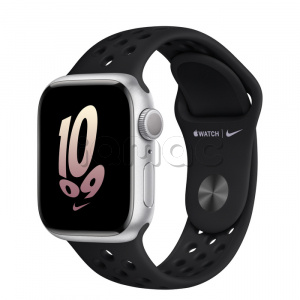 Купить Apple Watch Series 8 // 41мм GPS // Корпус из алюминия серебристого цвета, спортивный ремешок Nike черного цвета