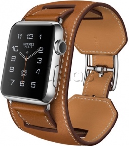 Купить Apple Watch Hermes Manchette 42 мм из нержавеющей стали, ремешок из кожи Barenia цвета Fauve