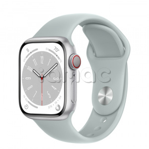 Купить Apple Watch Series 8 // 41мм GPS + Cellular // Корпус из алюминия серебристого цвета, спортивный ремешок цвета "суккулент"