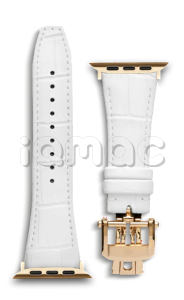 Ремешок Golden Concept для Apple Watch, Leather (White/Gold)