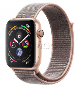 Купить Apple Watch Series 4 // 40мм GPS // Корпус из алюминия золотого цвета, ремешок из плетёного нейлона цвета «розовый песок» (MU692)