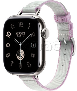 Купить Apple Watch Series 10 Hermès // 42мм GPS+Cellular // Корпус из титана серебристого цвета, ремешок Twill Jump Attelage Single Tour цвета Gris Platine/Mauve