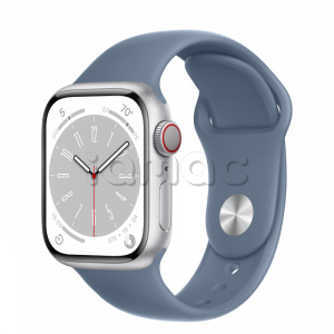 Купить Apple Watch Series 8 // 41мм GPS + Cellular // Корпус из алюминия серебристого цвета, спортивный ремешок сланцево-синего цвета