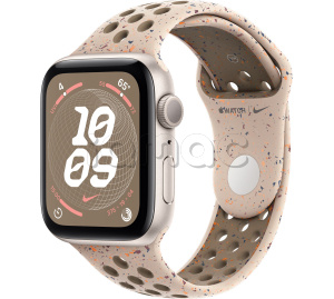Купить Apple Watch SE // 40мм GPS // Корпус из алюминия цвета «сияющая звезда», спортивный ремешок Nike цвета «Пустынный камень» (2024)