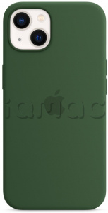Силиконовый чехол MagSafe для iPhone 13, цвет «зелёный клевер»
