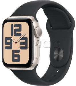 Купить Apple Watch SE // 44мм GPS (Custom) // Корпус из алюминия цвета «сияющая звезда», спортивный ремешок цвета «тёмная ночь» (2024)